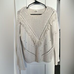 H&M Cream Knit Sweater with Fringe